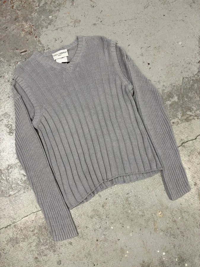 FW1995 Dolce & Gabbana Grey Wool V-Neck Sweater (M) cKfofKg 4