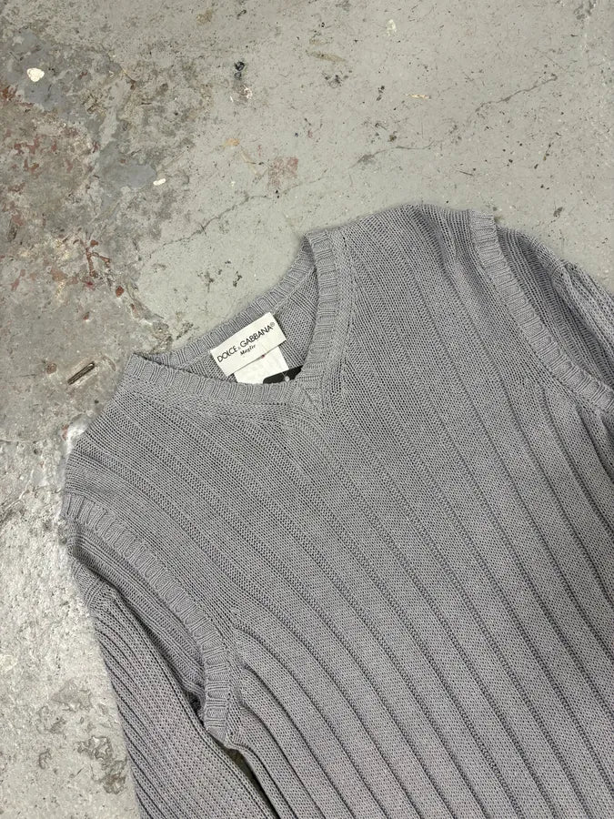 FW1995 Dolce & Gabbana Grey Wool V-Neck Sweater (M) cKfofKg 5