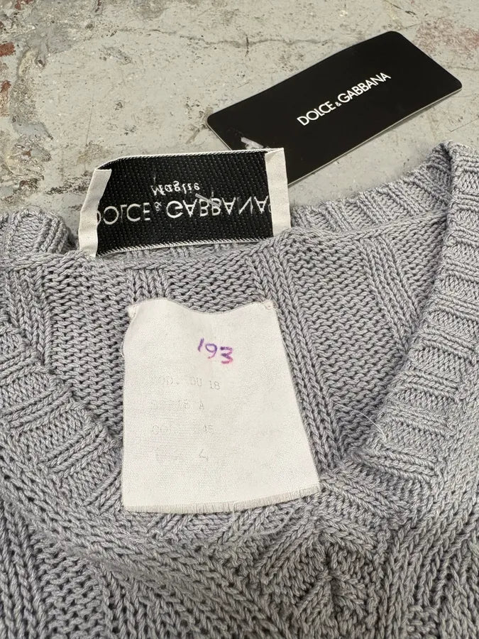 FW1995 Dolce & Gabbana Grey Wool V-Neck Sweater (M) cKfofKg 9