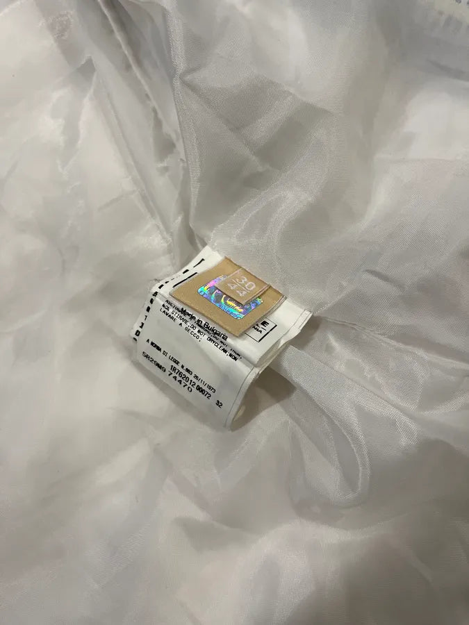 FW1995 John Galliano White Puffer Vest Nylon Newspaper Print  ECiXOcl 8