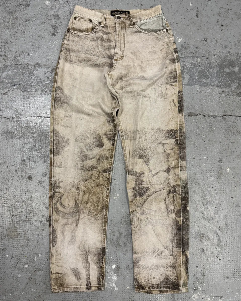 FW1995 Roberto Cavalli Prima Linea Medieval Print Pants (XS/S) nPuniFi 0