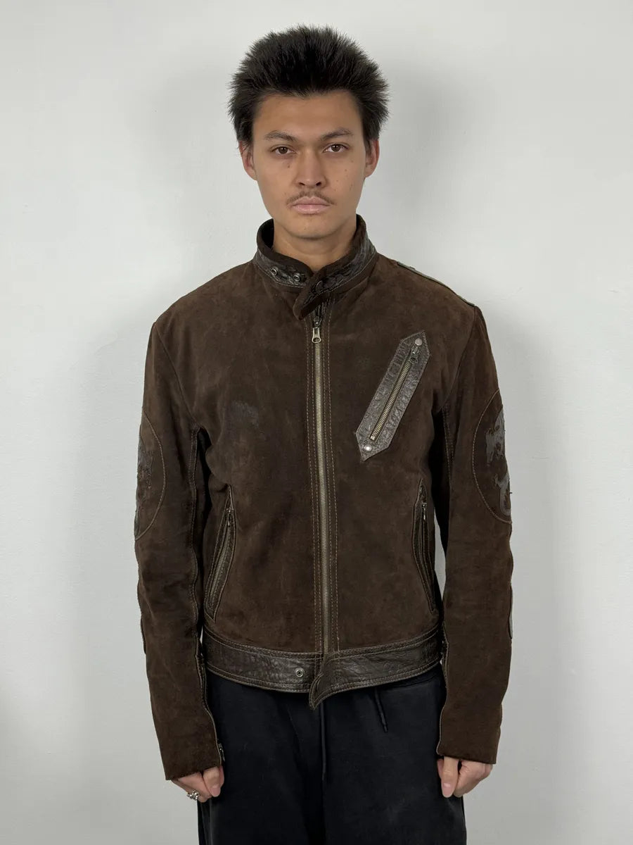 FW1998 Armani Dragon Hide Brow Crocodile Embossed Leather Jacket FW1998 Armani Dragon Hide Brow Crocodile Embossed Leather Jacket
