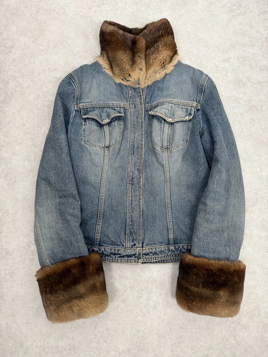 FW1998 Dolce & Gabbana Blue Denim & Fur Jacket ExuvSiC 2