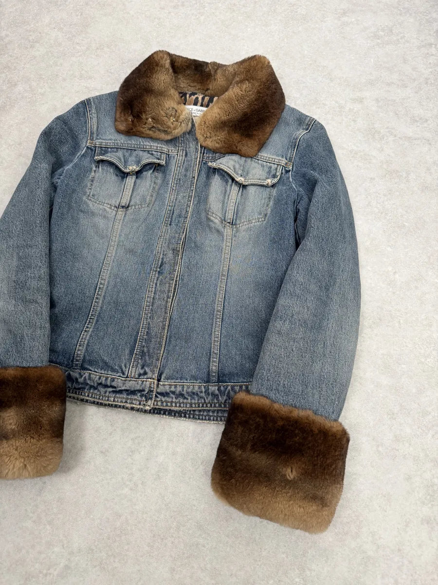 FW1998 Dolce & Gabbana Blue Denim & Fur Jacket ExuvSiC 5