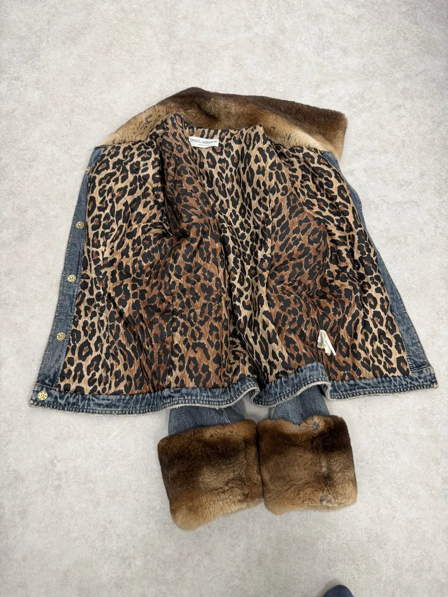 FW1998 Dolce & Gabbana Blue Denim & Fur Jacket ExuvSiC 8
