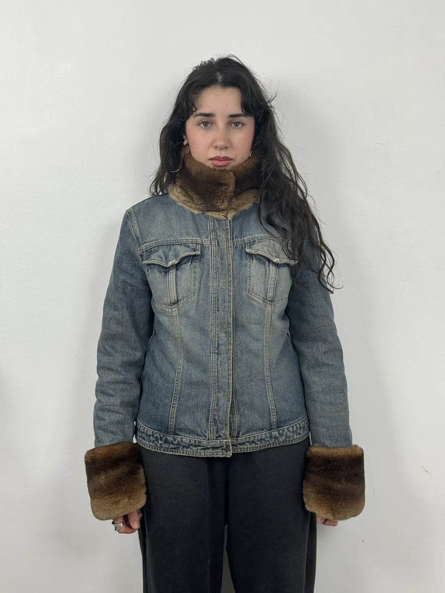 FW1998 Dolce & Gabbana Blue Denim & Fur Jacket ExuvSiC 9