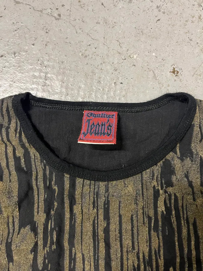 FW1998 Jean Paul Gaultier Olive Blood Drip Velvet Long Dress bLuKSSb 5