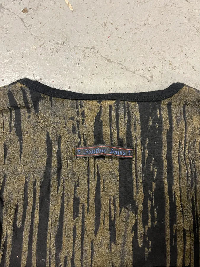 FW1998 Jean Paul Gaultier Olive Blood Drip Velvet Long Dress bLuKSSb 6