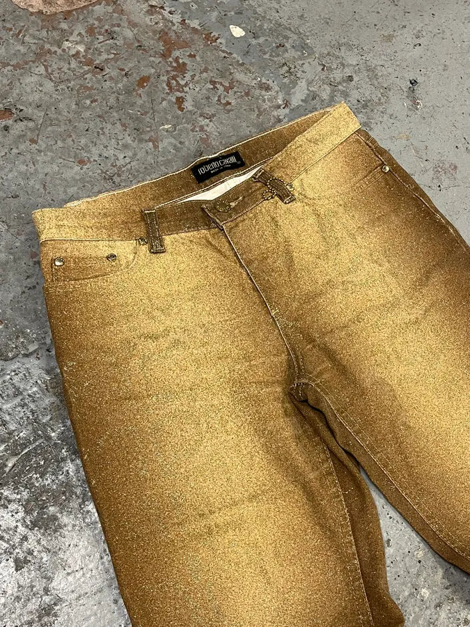FW1998 Roberto Cavalli Beige Gold Python Effect Pants lQhjpIM 2