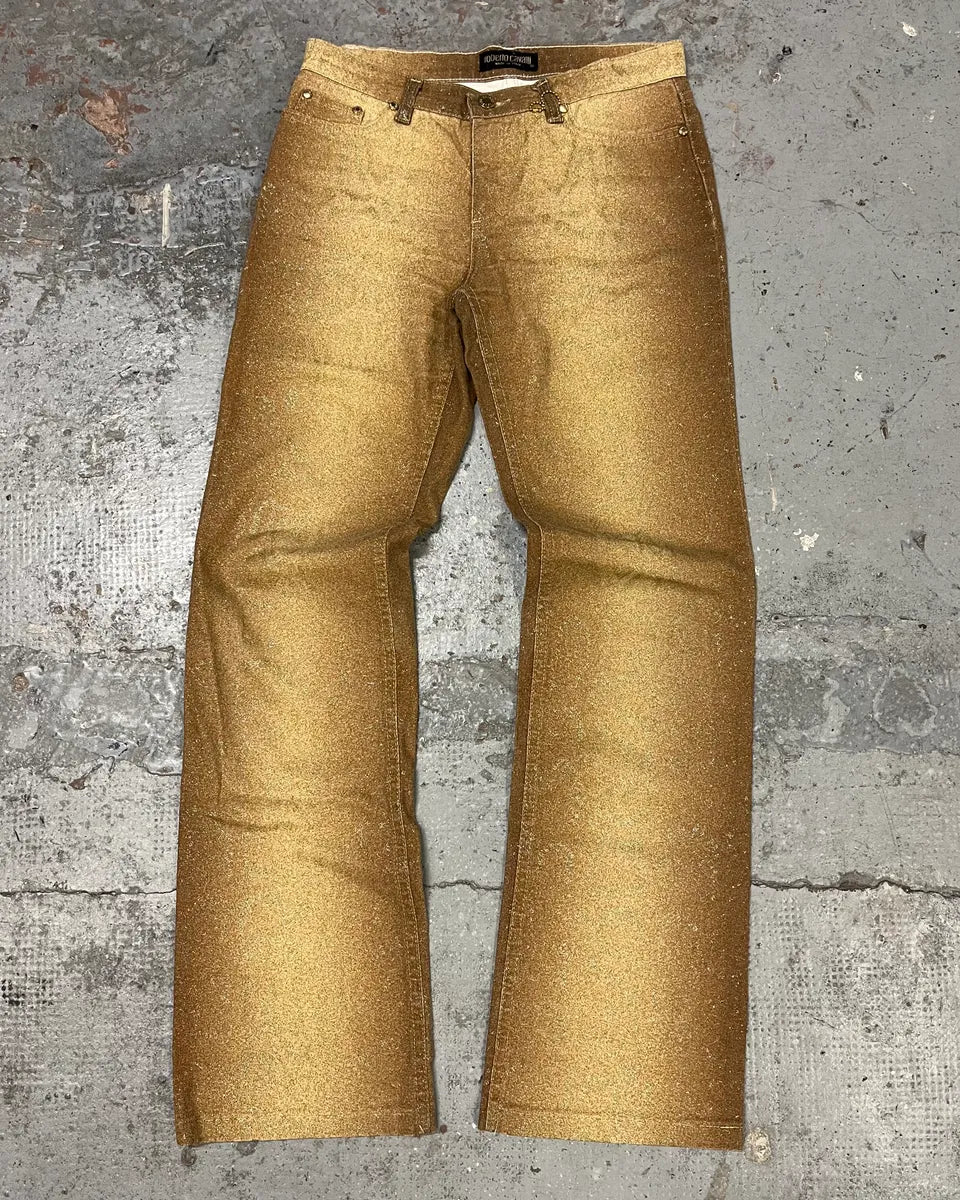 FW1998 Roberto Cavalli Beige Gold Python Effect Pants lQhjpIM 0
