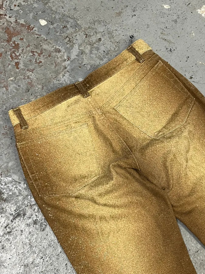 FW1998 Roberto Cavalli Beige Gold Python Effect Pants lQhjpIM 3