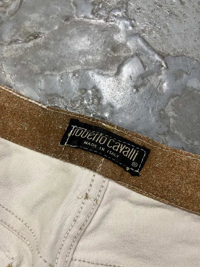 FW1998 Roberto Cavalli Python Effect Gold Glitter Pants SxrfnWM 9