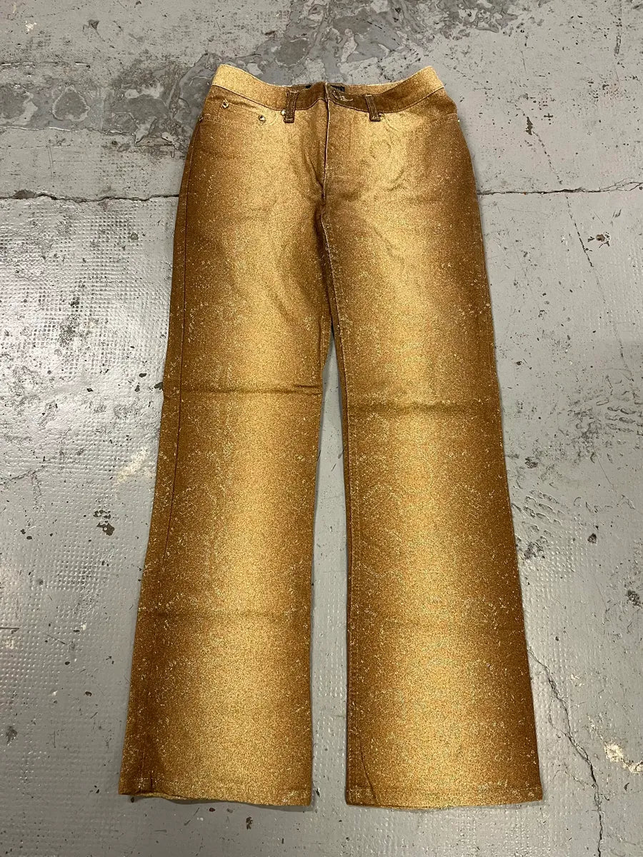 FW1998 Roberto Cavalli Python Effect Gold Glitter Pants SxrfnWM 4