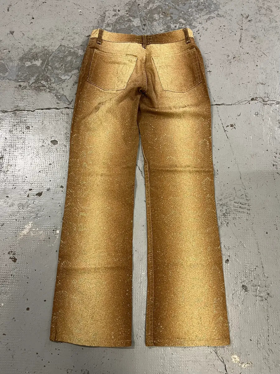 FW1998 Roberto Cavalli Python Effect Gold Glitter Pants SxrfnWM 7