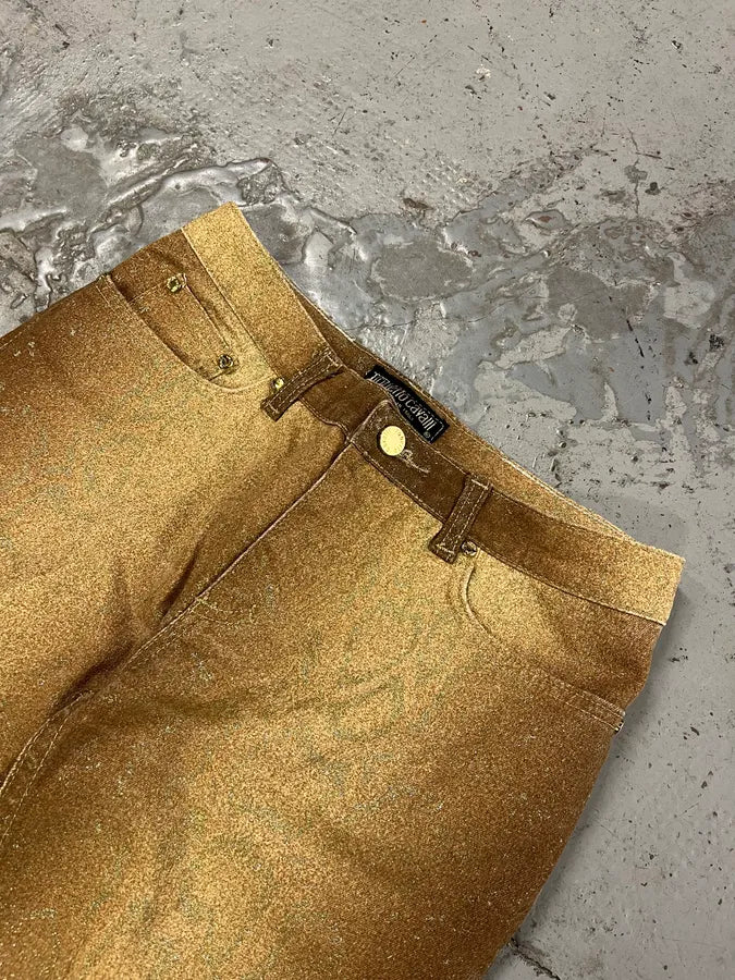 FW1998 Roberto Cavalli Python Effect Gold Glitter Pants SxrfnWM 5