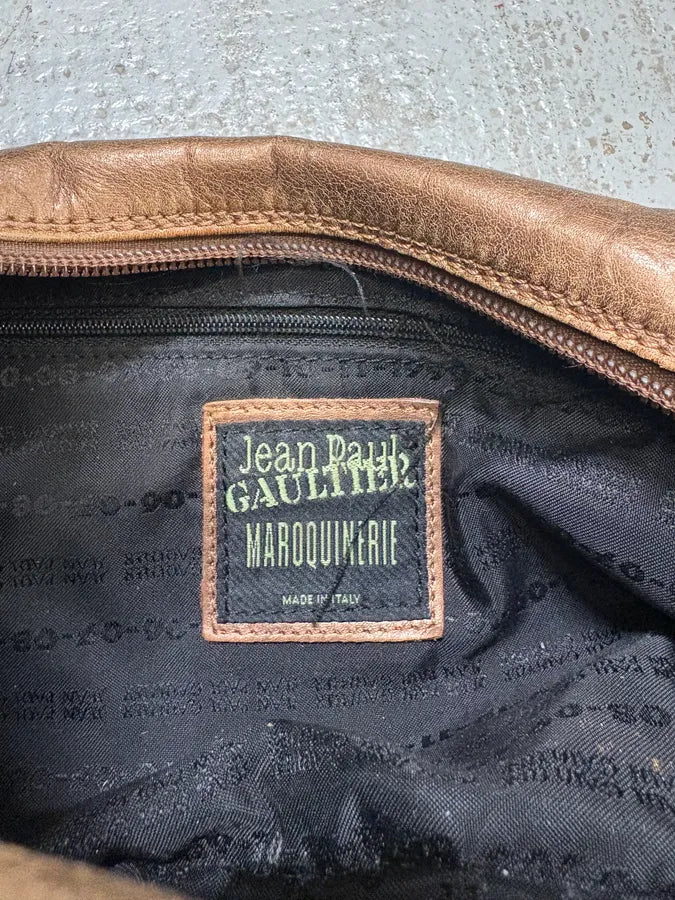 FW1999 Jean Paul Gaultier Marlene Dietrich Golden Brown Leather Bag lswgVsN 7