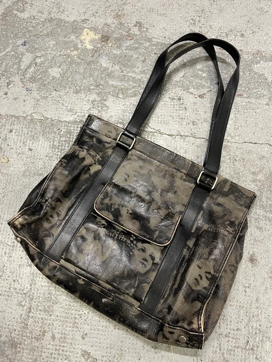 FW1999 Jean Paul Gaultier Marlene Dietrich Grey Leather Bag (OS) AdnhSWT 3