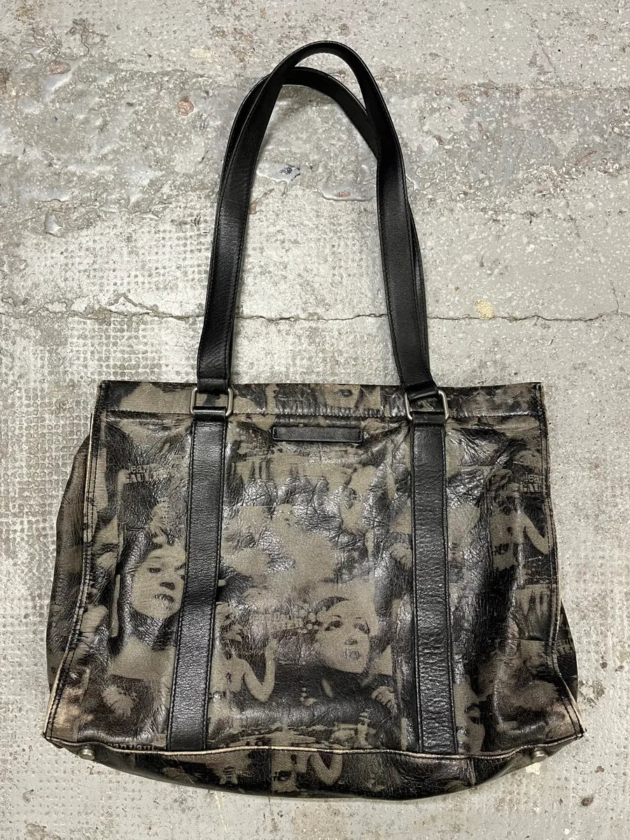 FW1999 Jean Paul Gaultier Marlene Dietrich Grey Leather Bag (OS) AdnhSWT 6