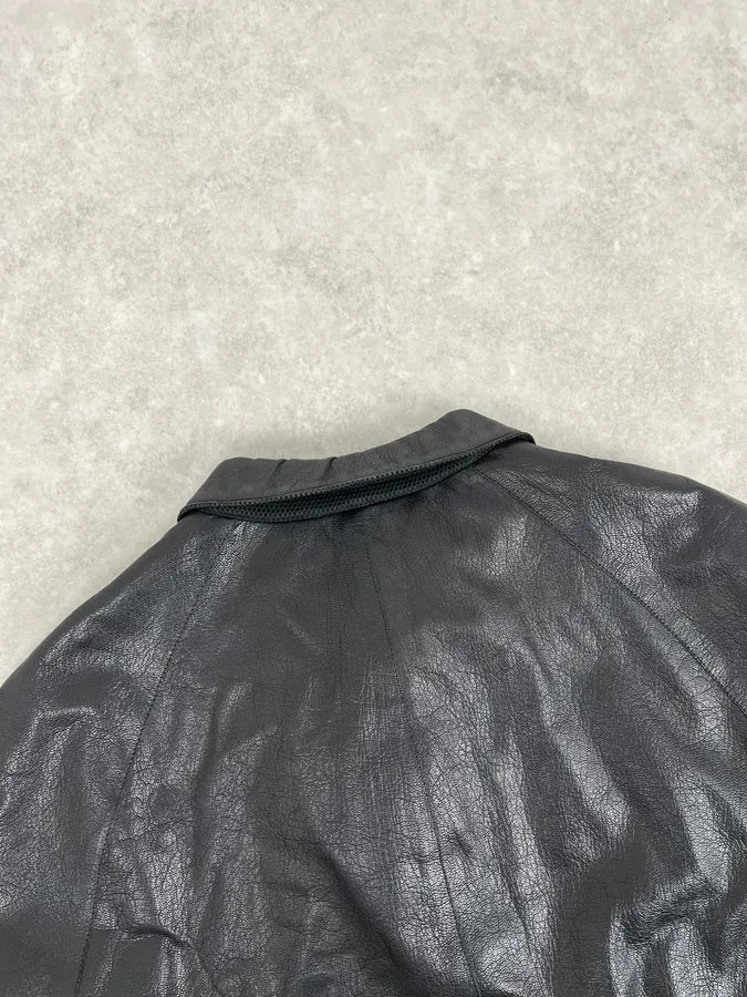 FW1999 Miu Miu Black Premium Leather Buttoned Jacket ycdwbSA 7