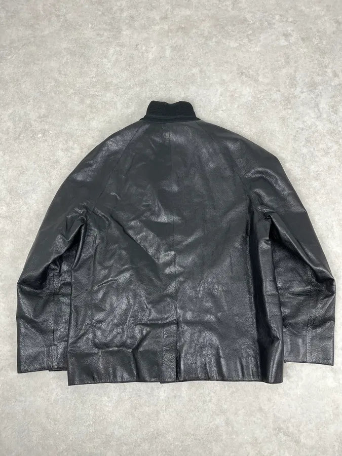 FW1999 Miu Miu Black Premium Leather Buttoned Jacket ycdwbSA 6