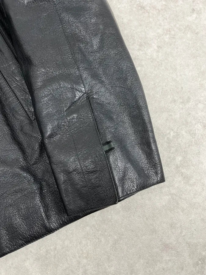 FW1999 Miu Miu Black Premium Leather Buttoned Jacket ycdwbSA 9