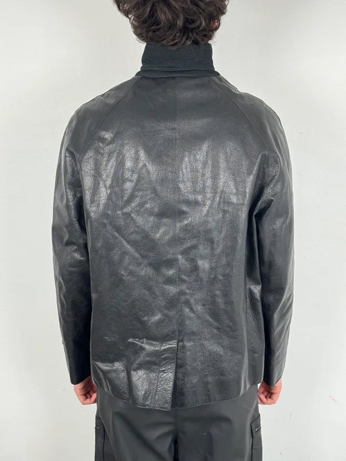 FW1999 Miu Miu Black Premium Leather Buttoned Jacket ycdwbSA 2