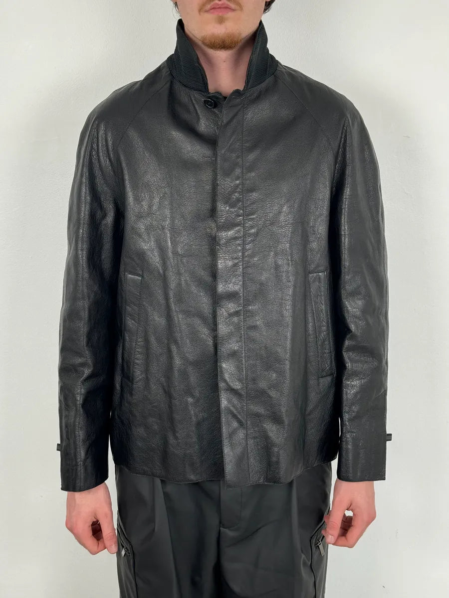 FW1999 Miu Miu Black Premium Leather Buttoned Jacket ycdwbSA 1