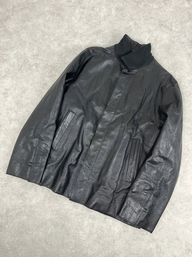 FW1999 Miu Miu Black Premium Leather Buttoned Jacket ycdwbSA 5