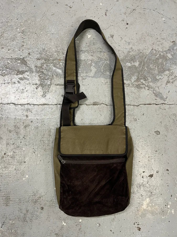 FW1999 Miu Miu Canvas & Suede Brown Leather Shoulder Bag GMbMdPn 0
