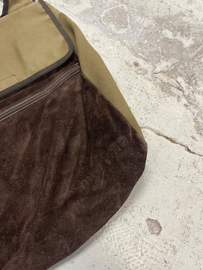 FW1999 Miu Miu Canvas & Suede Brown Leather Shoulder Bag GMbMdPn 4