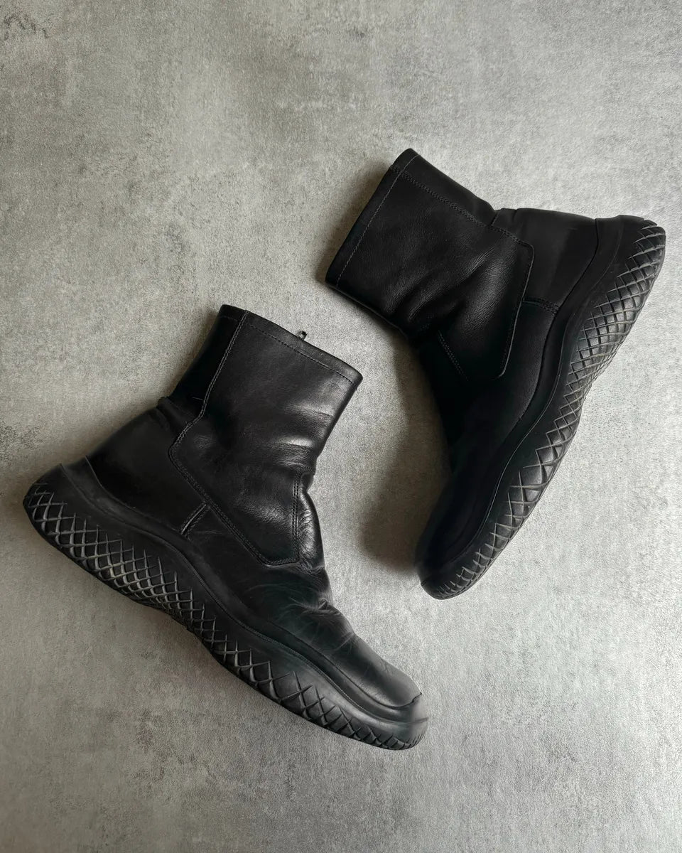 FW1999 Prada Ankle Vibram Black Leather Boots PJbujqT 1