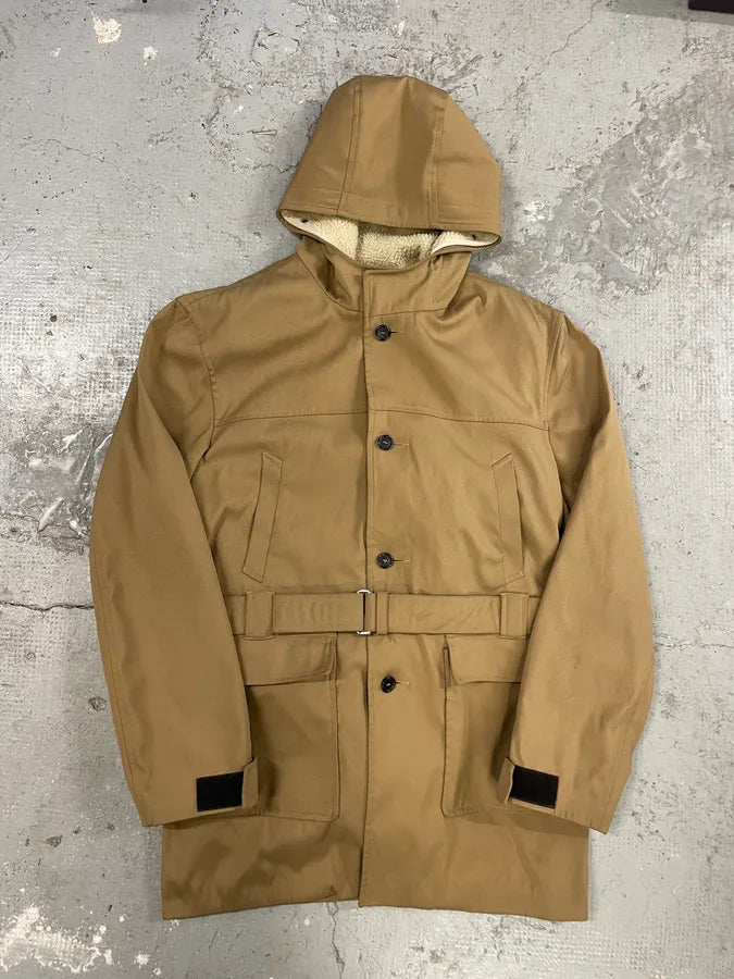 FW1999 Prada Beige Buttoned Hooded 2 in 1 Coat jwxBzzL 0