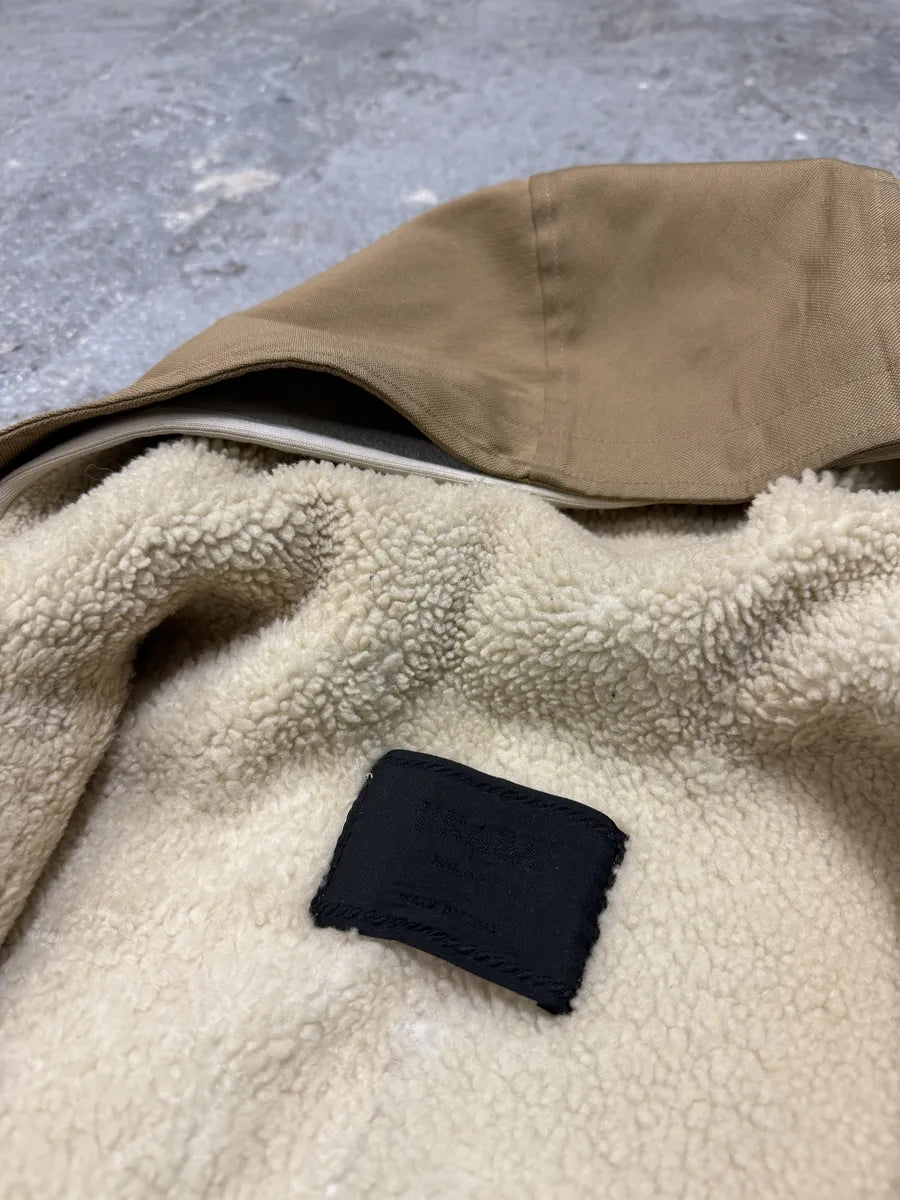 FW1999 Prada Beige Buttoned Hooded 2 in 1 Coat jwxBzzL 11