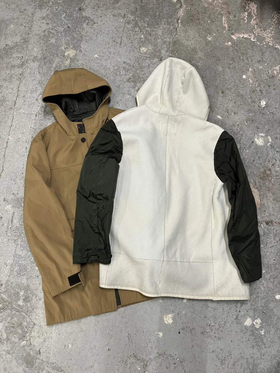 FW1999 Prada Beige Buttoned Hooded 2 in 1 Coat jwxBzzL 4