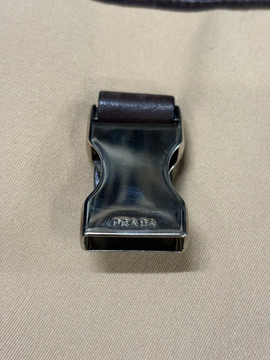 FW1999 Prada Beige Canvas & Brown Leather Fur Shoulder Bag pVHVLgj 10