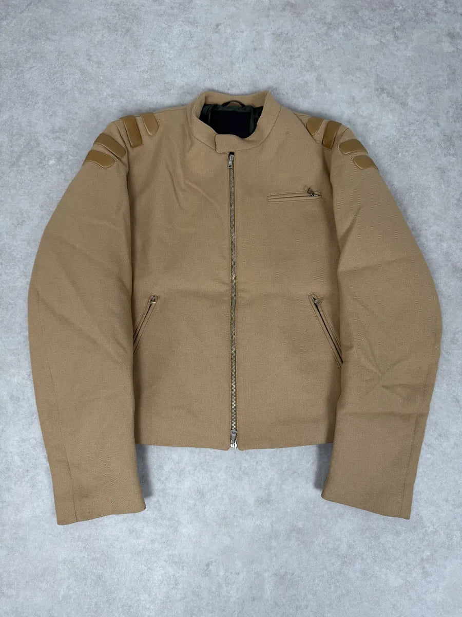 FW1999 Prada Beige Wool Padded Biker Jacket UBwzmDM 0