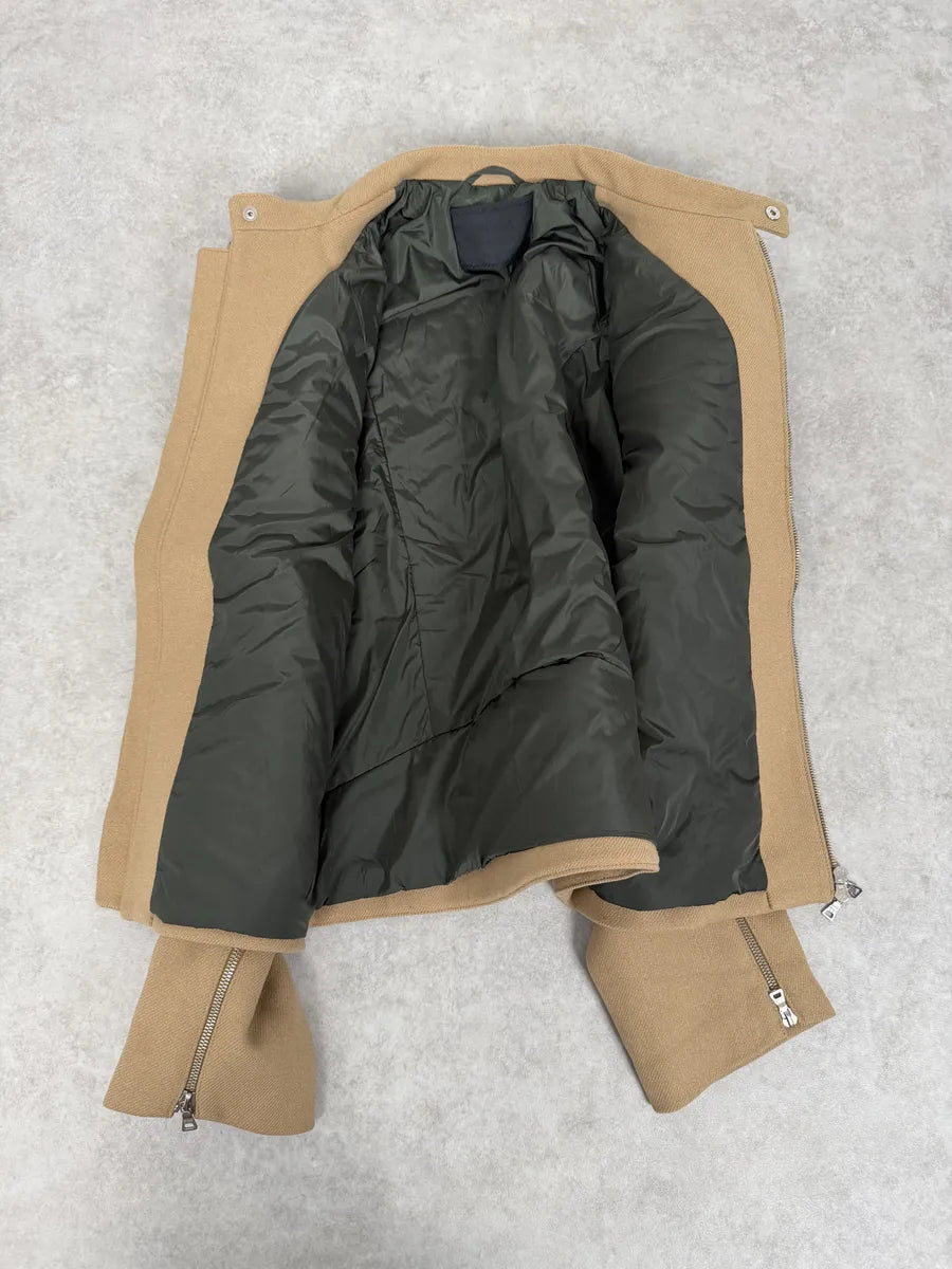 FW1999 Prada Beige Wool Padded Biker Jacket UBwzmDM 10