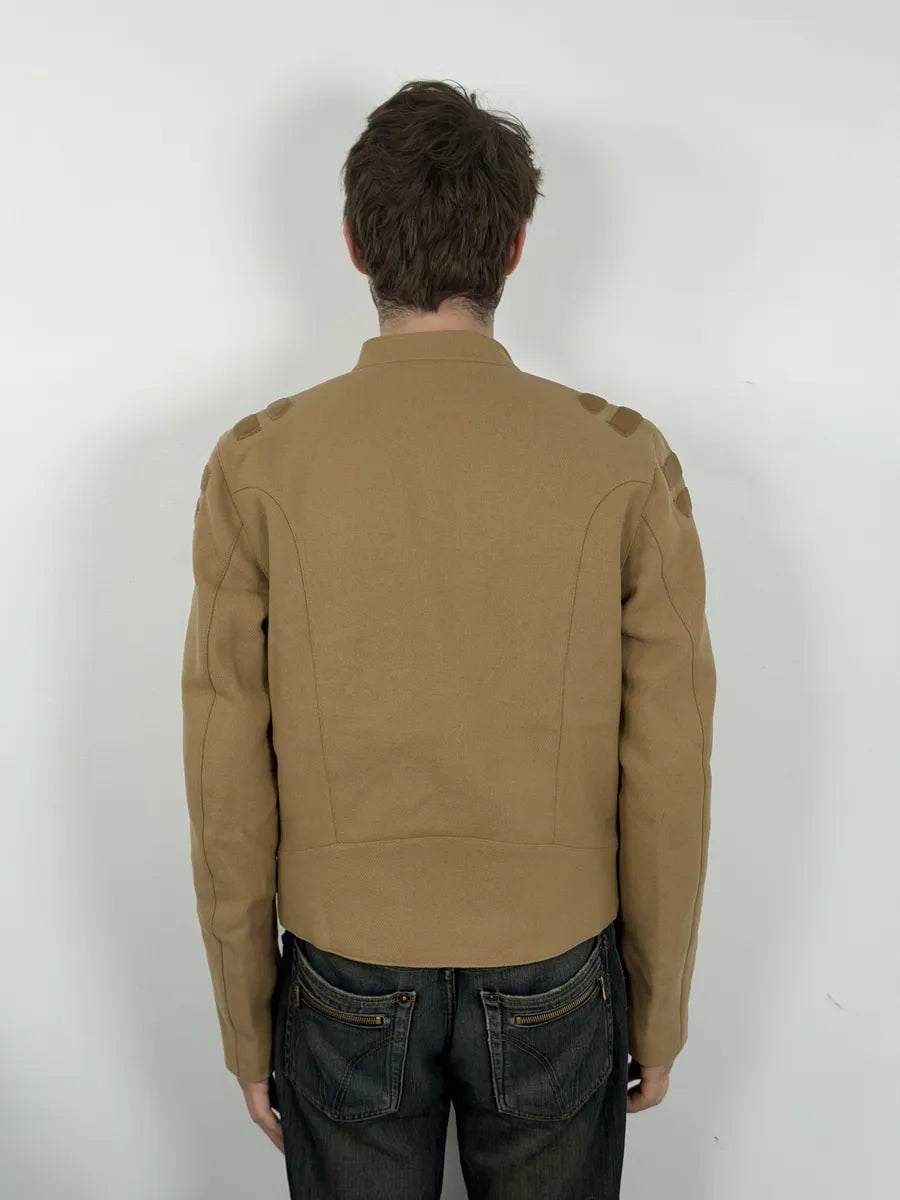 FW1999 Prada Beige Wool Padded Biker Jacket UBwzmDM 2