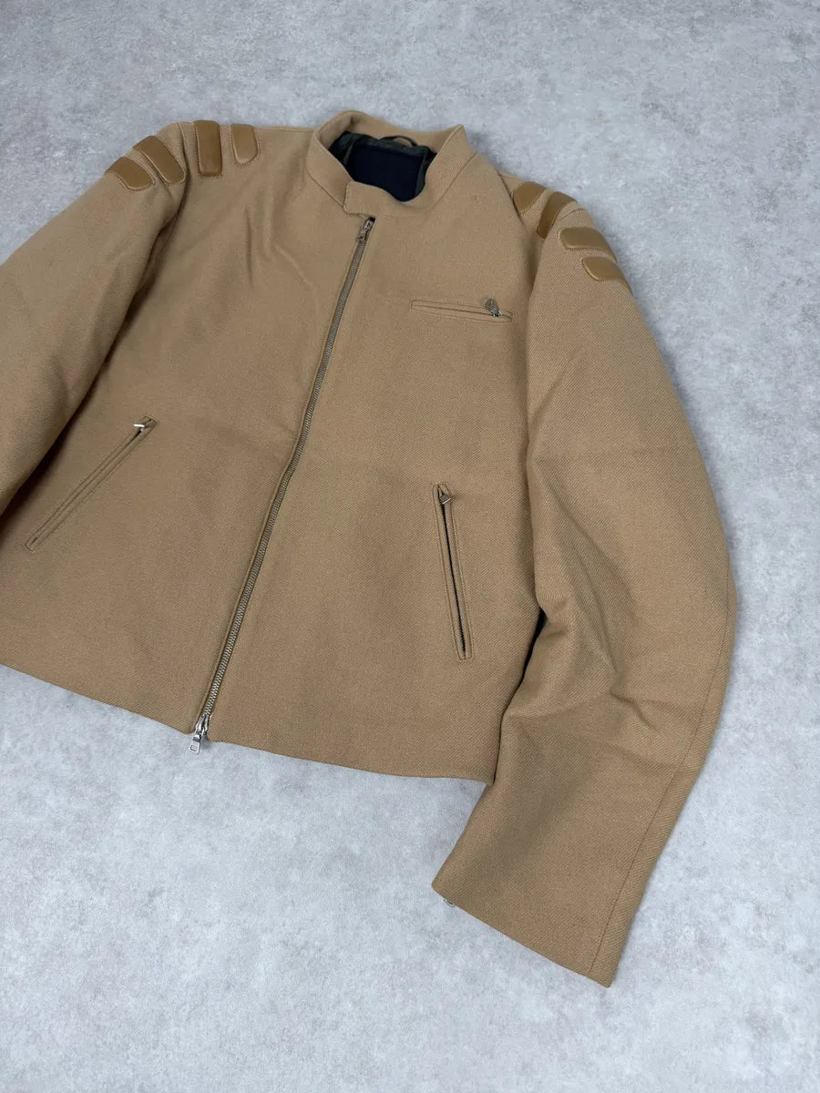 FW1999 Prada Beige Wool Padded Biker Jacket UBwzmDM 6