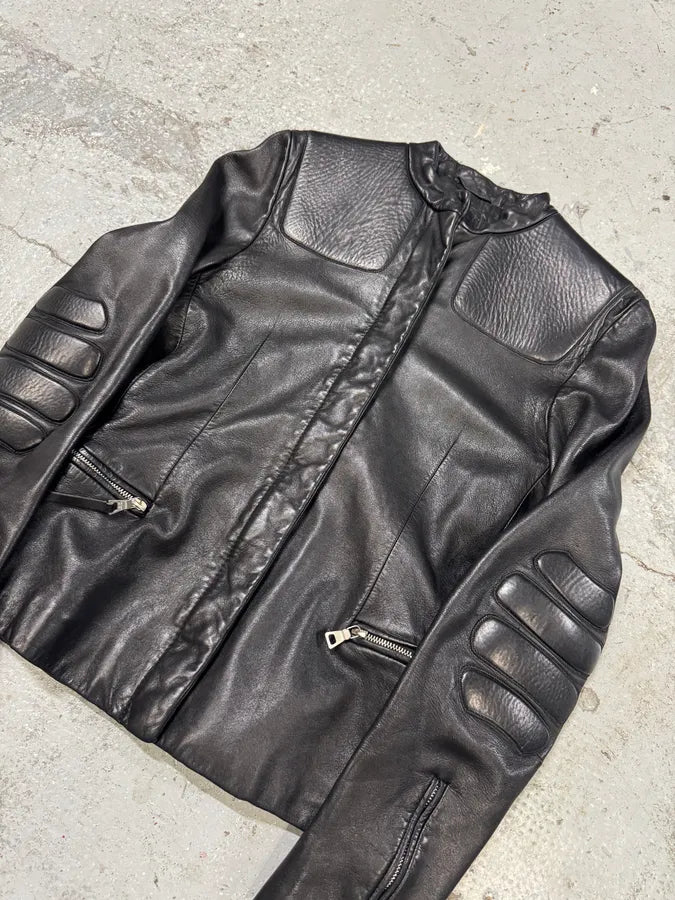 FW1999 Prada Biker Padded Black Leather Jacket MKBOfGj 2