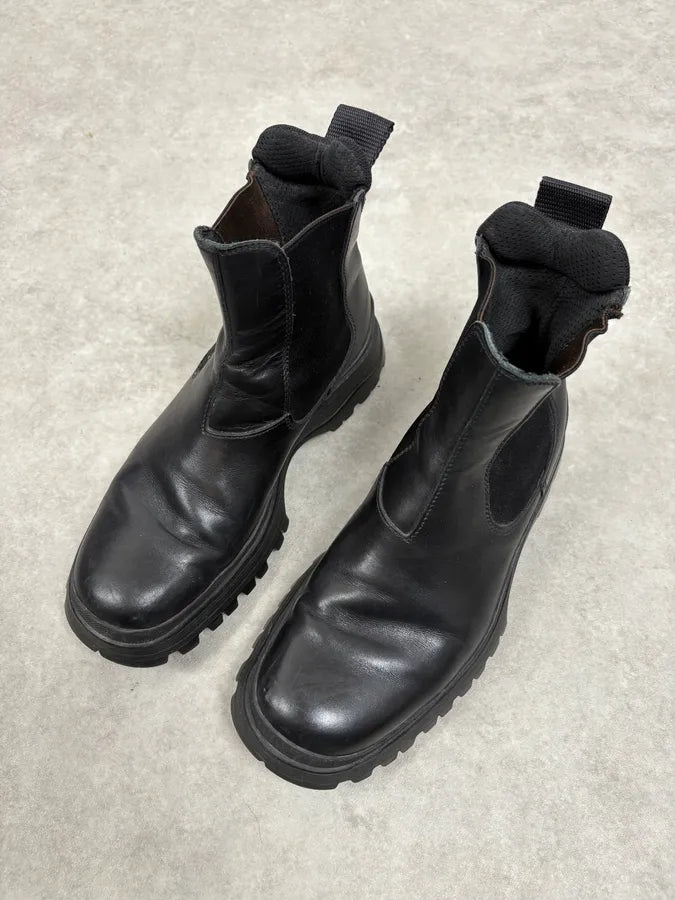 FW1999 Prada Black Chelsea Vibram Leather Boots BjCWlzn 2