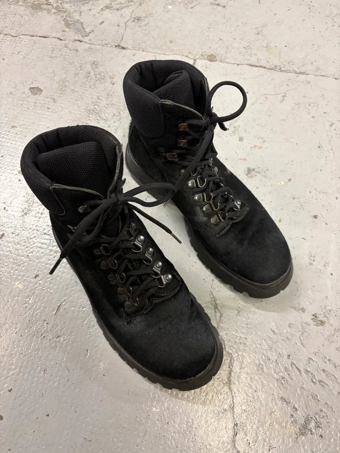 FW1999 Prada Black High Ponyhair Leather Vibram Boots IDhRRCy 3