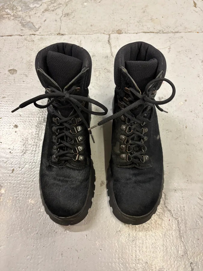 FW1999 Prada Black High Ponyhair Leather Vibram Boots IDhRRCy 1