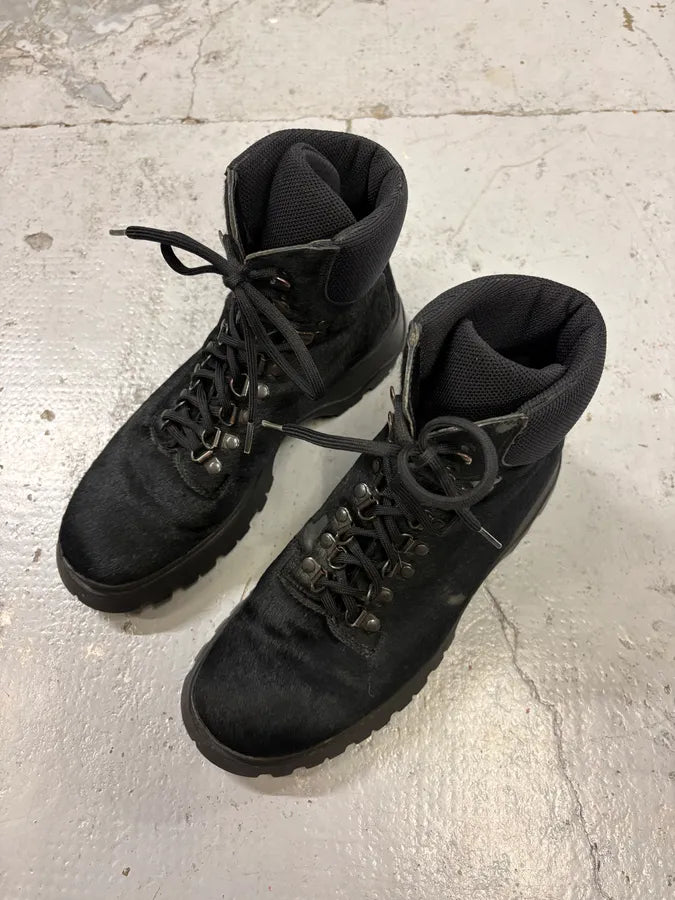 FW1999 Prada Black High Ponyhair Leather Vibram Boots IDhRRCy 2