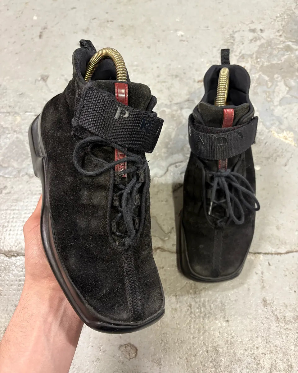 FW1999 Prada Black Hybrid High Leather Strap Shoes ZzZunNU 0