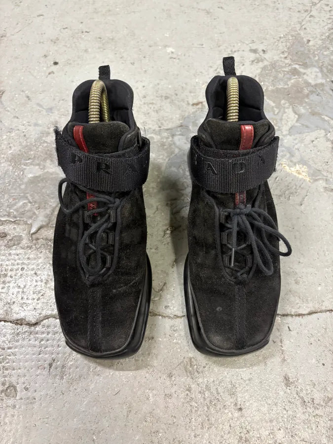 FW1999 Prada Black Hybrid High Leather Strap Shoes ZzZunNU 1