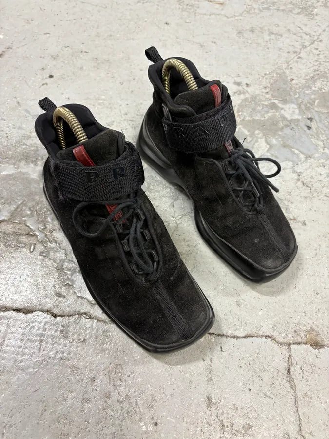 FW1999 Prada Black Hybrid High Leather Strap Shoes ZzZunNU 2