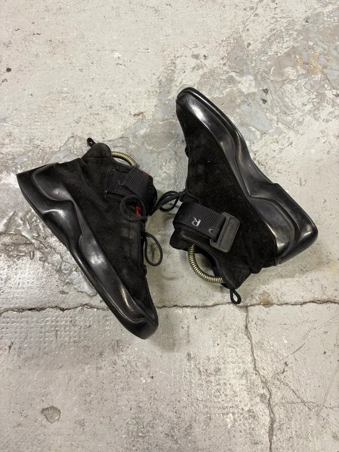 FW1999 Prada Black Hybrid High Leather Strap Shoes ZzZunNU 4