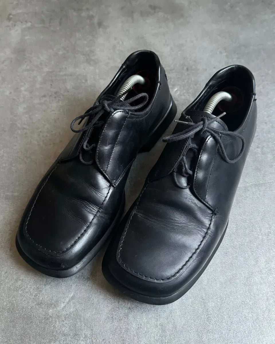 FW1999 Prada Black Leather Derby Square Toe Shoes YPZvcjV 1
