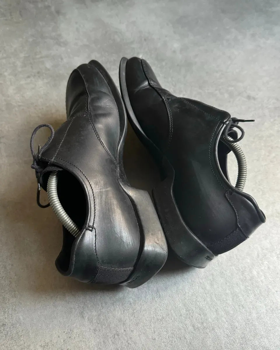 FW1999 Prada Black Leather Derby Square Toe Shoes YPZvcjV 2
